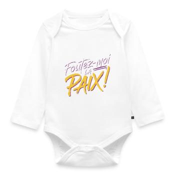 Foutez-moi la paix - Body Bébé bio manches longues - blanc - Devant