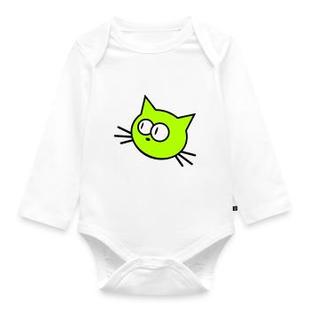 Neugierige Katze Guckt Lustig Ulkig Albern Komisch - Baby Bio-Langarm-Body - Weiß - Vorne