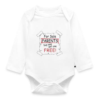 Parents for sale - funny quote - Baby Bio-Langarm-Body - Weiß - Vorne