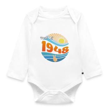 Vintage Vibes 1948 – Style classique du 77e anniversaire - Body Bébé bio manches longues - blanc - Devant
