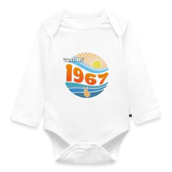 Legendary Since 1967 – 58 Years of Greatness - Organic Longsleeve Baby Bodysuit - white - Front