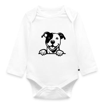 American Staffordshire - Baby Bio-Langarm-Body - Weiß - Vorne