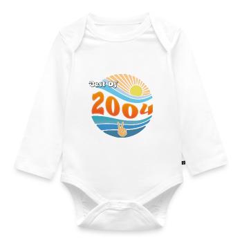 Born 2004 – Cheers to 21 Years of Great Moments - Organic Longsleeve Baby Bodysuit - white - Front