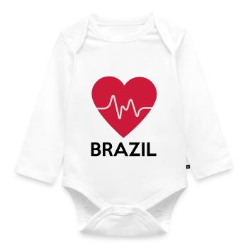 coeur Brésil - Body Bébé bio manches longues - blanc - Devant