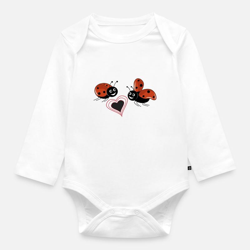 coccinelles - Body Bébé bio manches longues - blanc