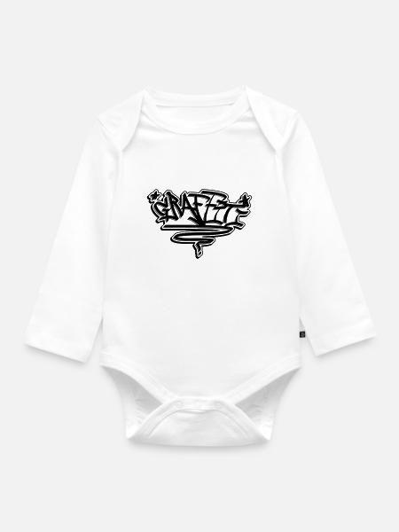 Graffiti Tag "Graffiti" - Baby Bio-Langarm-Body - Weiß
