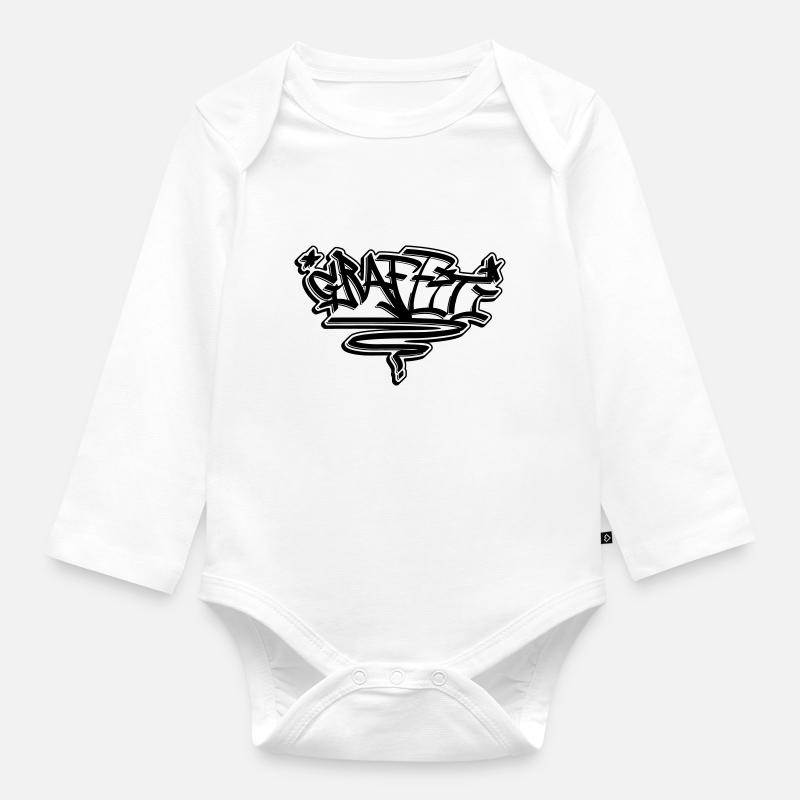 Graffiti Tag "Graffiti" - Baby Bio-Langarm-Body - Weiß