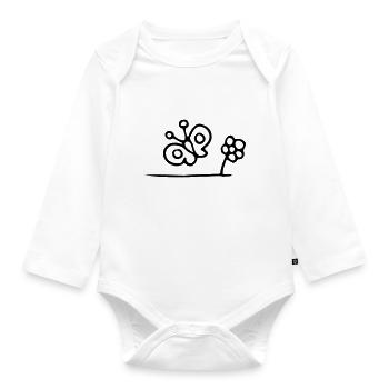 fleur papillon - Body Bébé bio manches longues - blanc - Devant