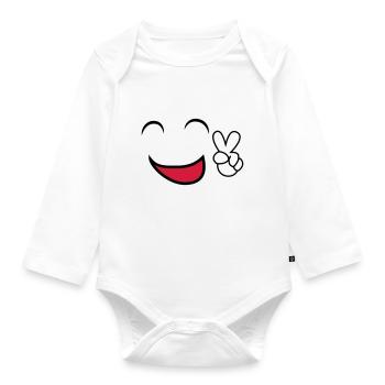 Bitte Lächeln Smile-Shirt tees - Baby Bio-Langarm-Body - Weiß - Vorne