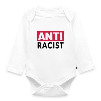 Anti Racist - Ansti Racism Shirt - Organic Longsleeve Baby Bodysuit - white - Front