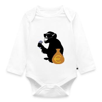 Euro monkey - Organic Longsleeve Baby Bodysuit - white - Front