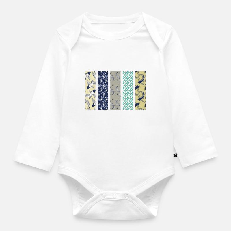 Japanese pattern - Organic Longsleeve Baby Bodysuit - white