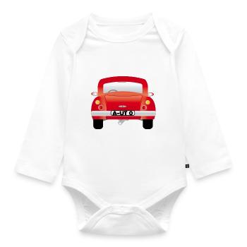 Car (rear view) - Organic Longsleeve Baby Bodysuit - white - Front