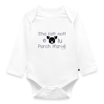Porco returns home - Organic Longsleeve Baby Bodysuit - white - Front