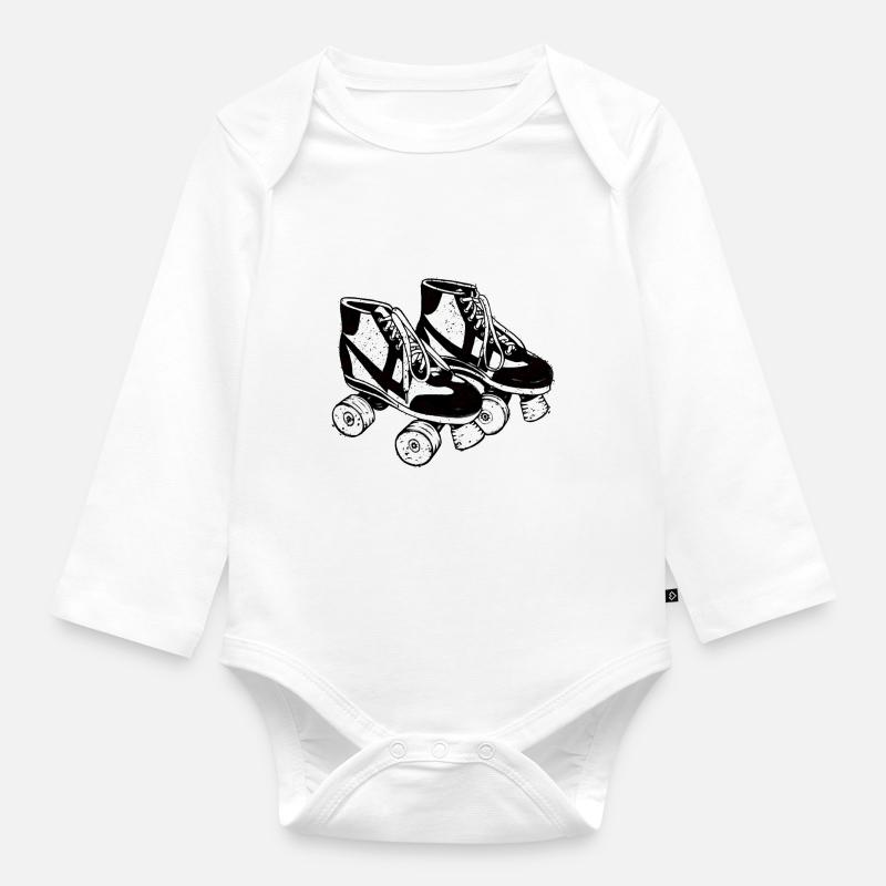 rollerskates - Organic Longsleeve Baby Bodysuit - white