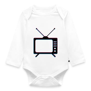 3d fernseher tv retro antenne bildschirm fernsehen - Baby Bio-Langarm-Body - Weiß - Vorne