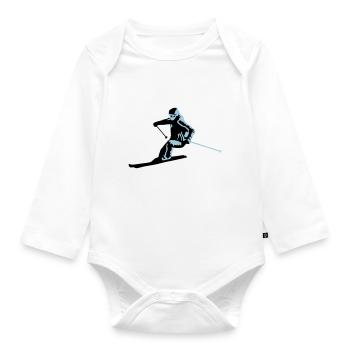 skieur, ski - Body Bébé bio manches longues - blanc - Devant