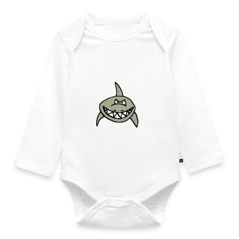 Bad Hai cartoon - Organic Longsleeve Baby Bodysuit - white - Front