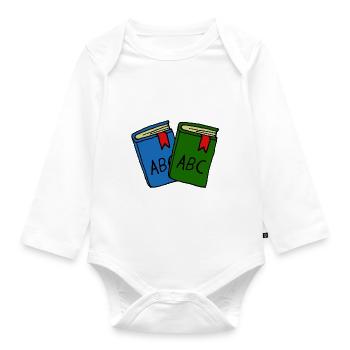 Schulbücher, Erste Klasse, Kinder - Baby Bio-Langarm-Body - Weiß - Vorne