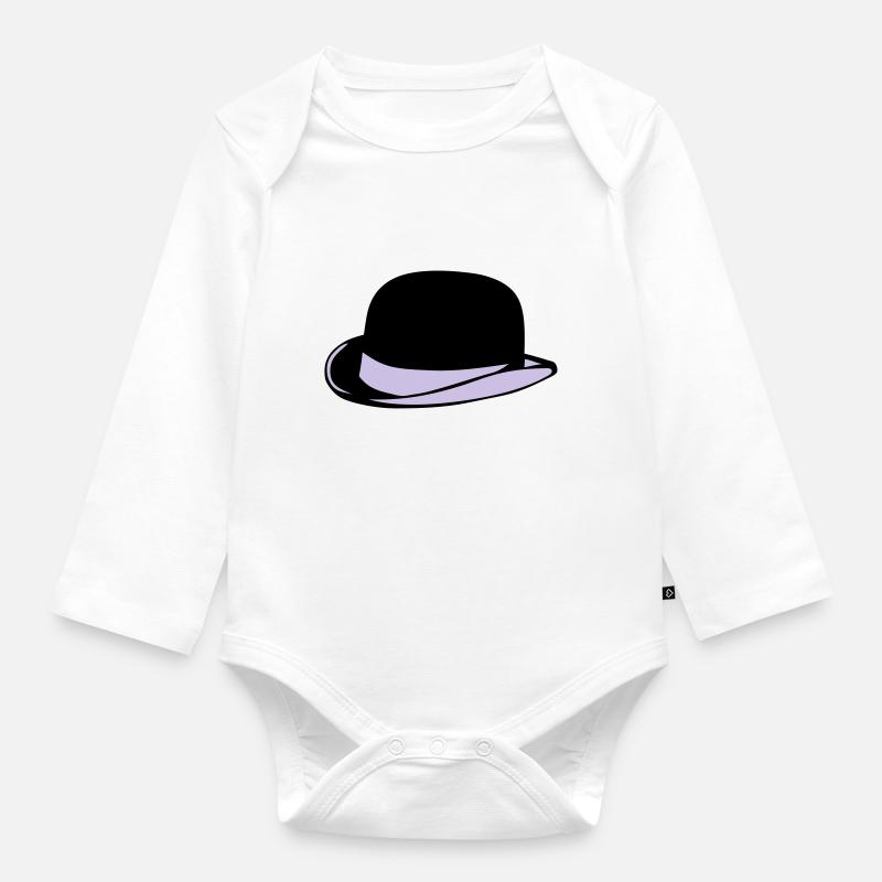chapeau melon 2 - Body Bébé bio manches longues - blanc