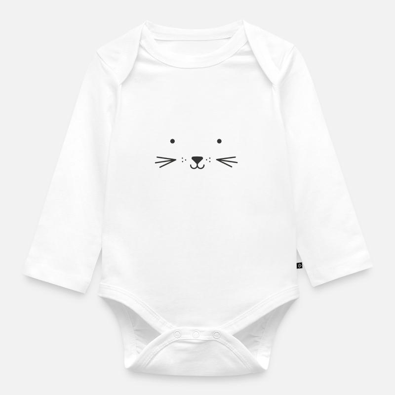Süßes Katzengesicht - Baby Bio-Langarm-Body - Weiß