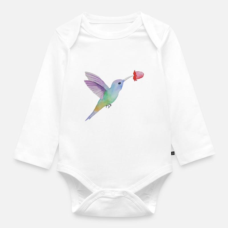 colibri - Body Bébé bio manches longues - blanc