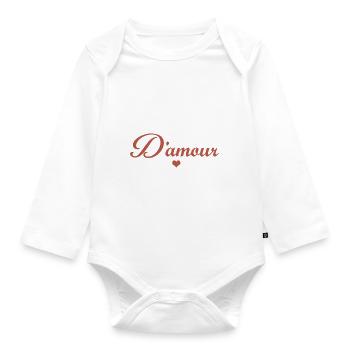 babou d'amour cadeau grand-mère papy, papa, maman - Body Bébé bio manches longues - blanc - Devant