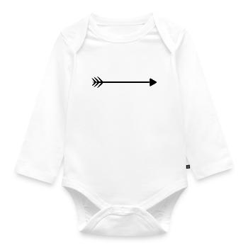 Right arrow at the top left at the bottom - Organic Longsleeve Baby Bodysuit - white - Front