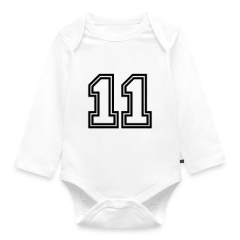 11 Number symbol - Organic Longsleeve Baby Bodysuit - white - Front