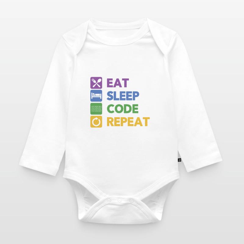 Eat Sleep Code Repeat Coder Programmer Software De Baby Bio-Langarm-Body