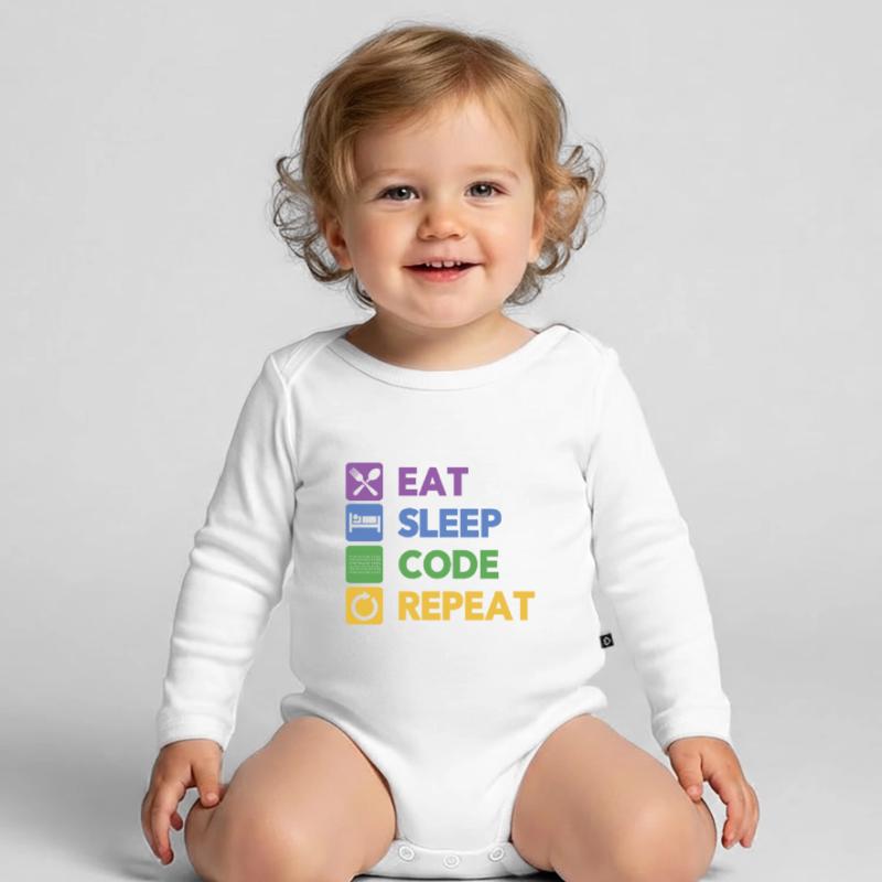 Eat Sleep Code Repeat Coder Programmer Software De Baby Bio-Langarm-Body