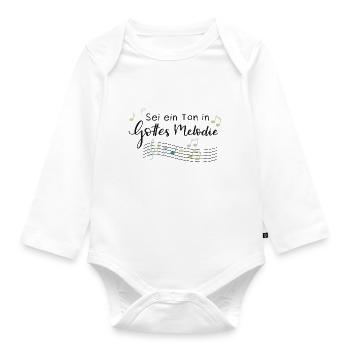 Sei ein Ton in Gottes Melodie - Baby Bio-Langarm-Body - Weiß - Vorne