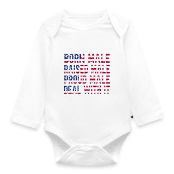Born Male Raised Male - Organic Longsleeve Baby Bodysuit - white - Front