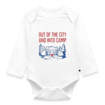 Out of the City Camping Forest Camper Woods - Baby Bio-Langarm-Body - Weiß - Vorne