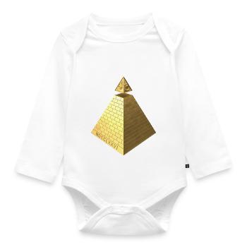 Illuminati Pyramid Gold 3D - Baby Bio-Langarm-Body - Weiß - Vorne