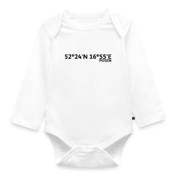 Posen Koordinaten - Baby Bio-Langarm-Body - Weiß - Vorne