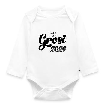 Grosi 2024 Hallo Oma Schweiz Schweizer Oma - Baby Bio-Langarm-Body - Weiß - Vorne