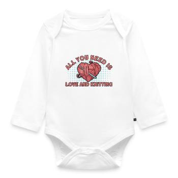 Knitting Knitting Lovers Knitting Gift - Organic Longsleeve Baby Bodysuit - white - Front