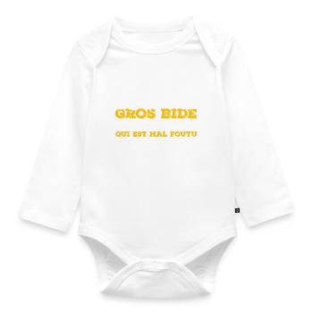 J'ai Pas Un Gros Bide Humour Sarcasme - Body Bébé bio manches longues - blanc - Devant