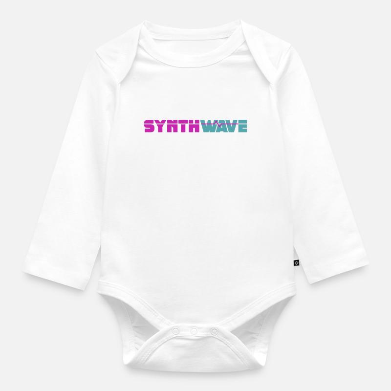 Synthwave - Baby Bio-Langarm-Body - Weiß
