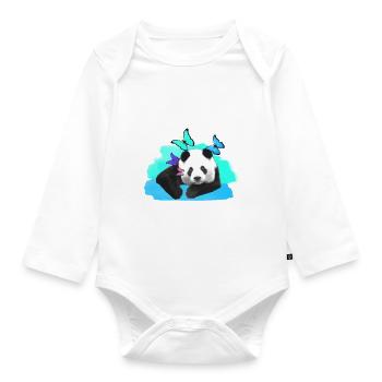 Panda,Panda Bear,Colorful,Graffiti,Painting,Blue - Organic Longsleeve Baby Bodysuit - white - Front