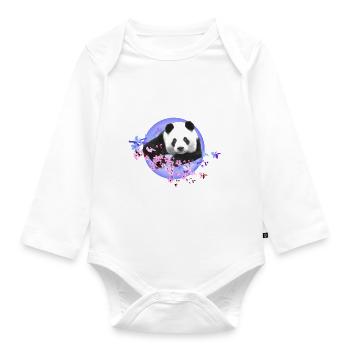 Panda,Panda Bear,Colorful,Graffiti,Painting,Cherry Blossom - Organic Longsleeve Baby Bodysuit - white - Front