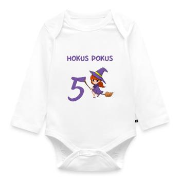 5. Geburtstag Hexerei Zauberei Hexe - Baby Bio-Langarm-Body - Weiß - Vorne