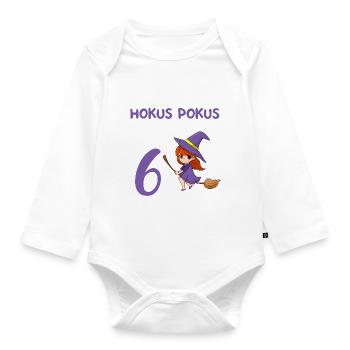 6. Geburtstag Hexerei Zauberei Hexe - Baby Bio-Langarm-Body - Weiß - Vorne