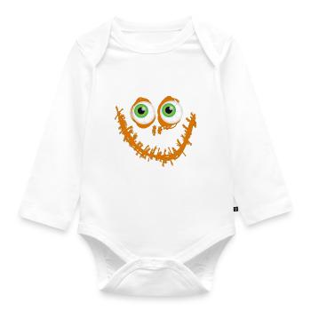 visage, bande dessinée, halloween, monstre - Body Bébé bio manches longues - blanc - Devant