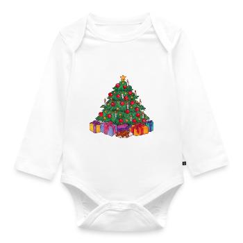 Weihnachtsbaum Frohe Weihnacht Geschenk Tannenbaum - Baby Bio-Langarm-Body - Weiß - Vorne