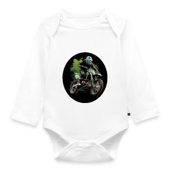 Motorcross Splatter - Baby Bio-Langarm-Body - Weiß - Vorne