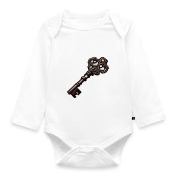 Schlüssel / Schloss / verschlossen / Sicherheit - Baby Bio-Langarm-Body - Weiß - Vorne