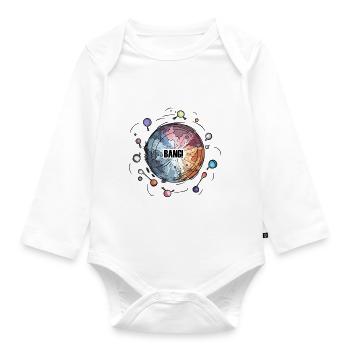 Colorful Big Bang with Planets - Bang! - Organic Longsleeve Baby Bodysuit - white - Front