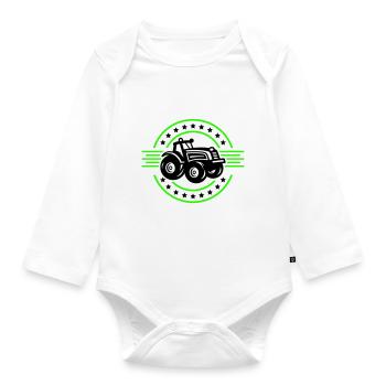 Traktor Landwirt Silhouette Farmer - Baby Bio-Langarm-Body - Weiß - Vorne